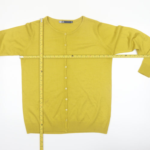 Isle Womens Yellow Acrylic Button-Up Cardigan Size M 14-16