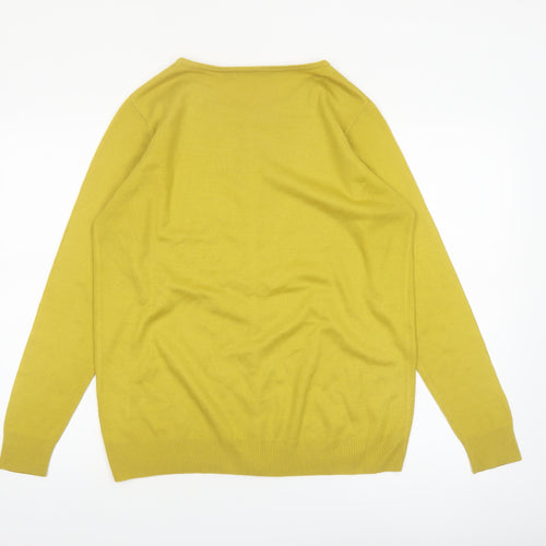 Isle Womens Yellow Acrylic Button-Up Cardigan Size M 14-16