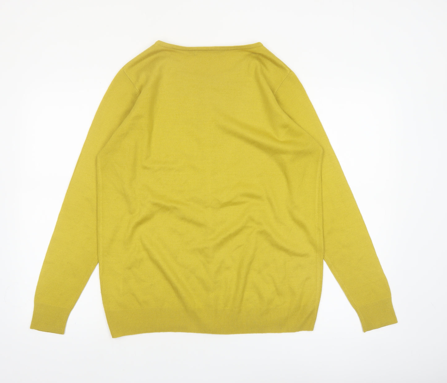Isle Womens Yellow Acrylic Button-Up Cardigan Size M 14-16
