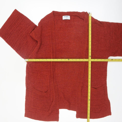 Old Navy Women Red Knit Open Cardigan XS Relaxed 3/4 Sleeve