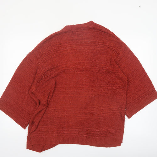 Old Navy Women Red Knit Open Cardigan XS Relaxed 3/4 Sleeve