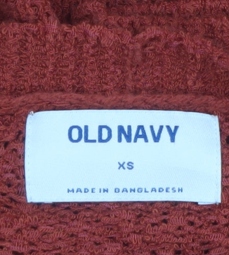 Old Navy Women Red Knit Open Cardigan XS Relaxed 3/4 Sleeve