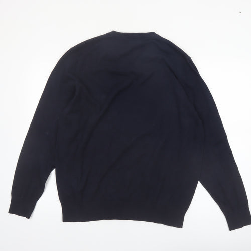 George Mens Black Cotton Rich V-Neck Pullover Jumper XL