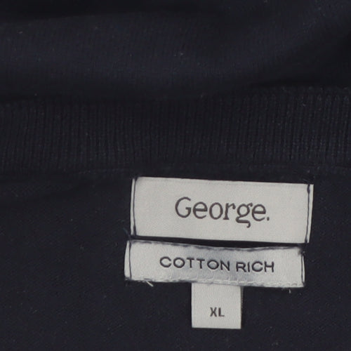 George Mens Black Cotton Rich V-Neck Pullover Jumper XL