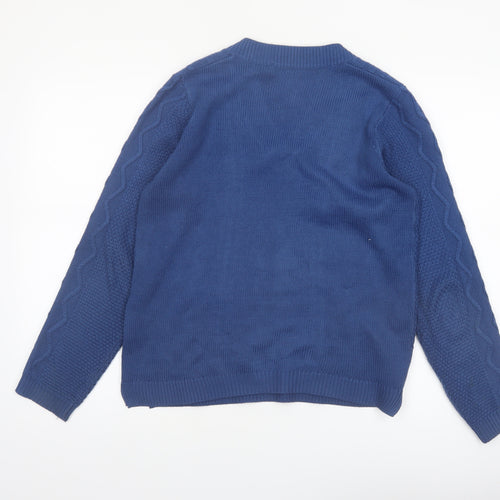 ISLE Essentials Women's Blue Cable-Knit V-Neck Jumper Size S 10-12
