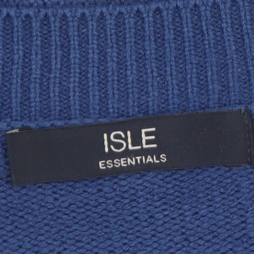 ISLE Essentials Women's Blue Cable-Knit V-Neck Jumper Size S 10-12