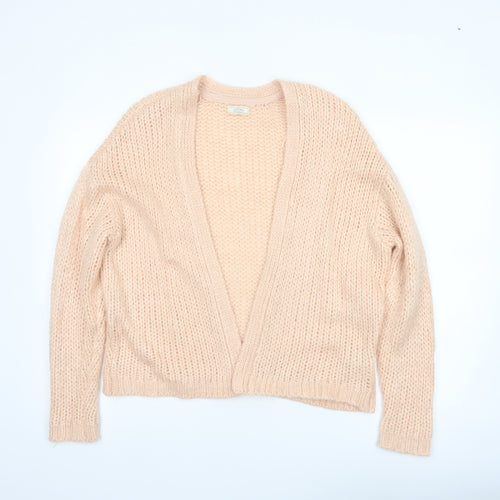 Fat Face Women Beige Chunky Knit Cardigan M Acrylic Wool Alpaca