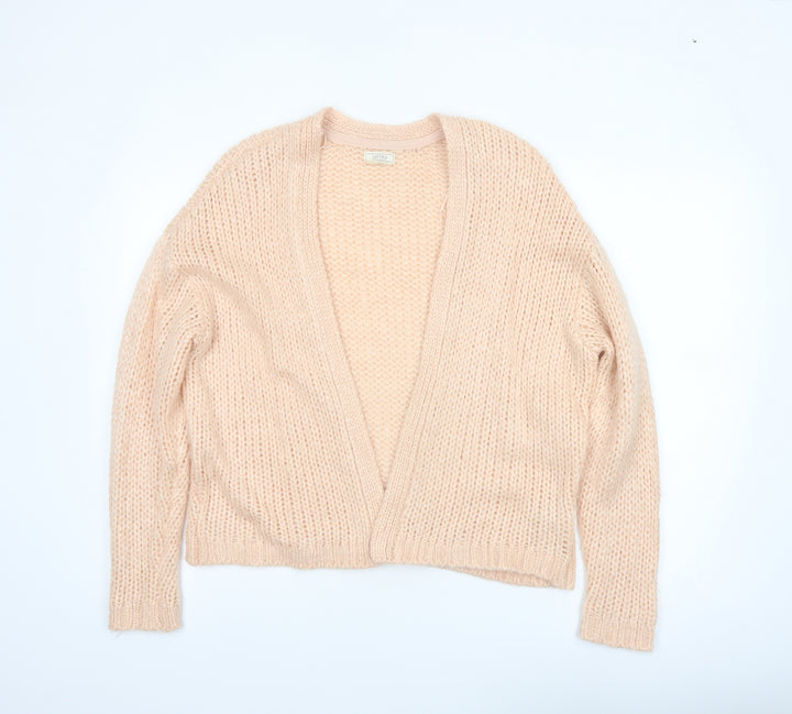 Fat Face Women Beige Chunky Knit Cardigan M Acrylic Wool Alpaca