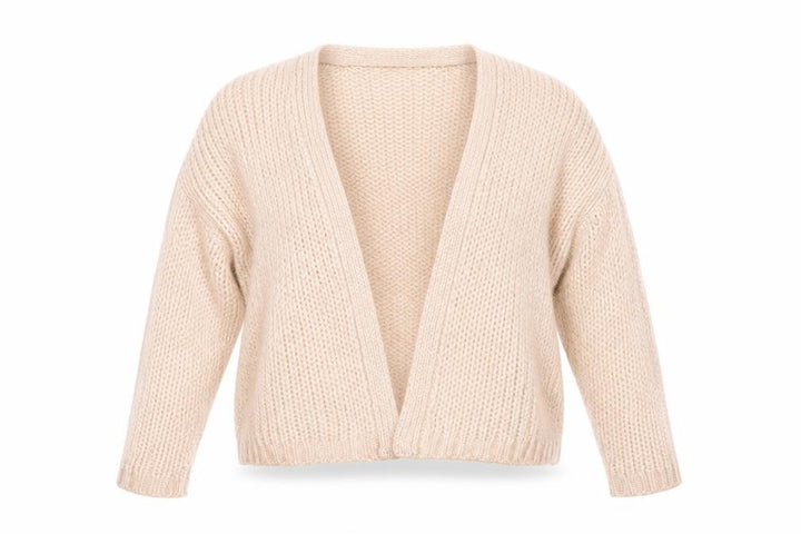 FatFace Women Beige Chunky Knit Cardigan M Acrylic Wool Alpaca