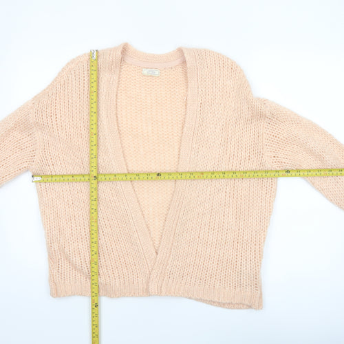 Fat Face Women Beige Chunky Knit Cardigan M Acrylic Wool Alpaca