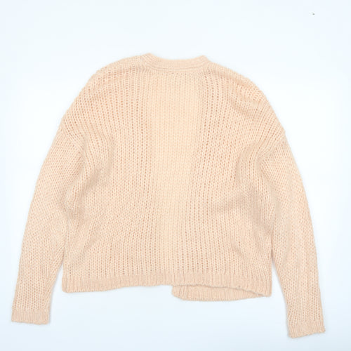 Fat Face Women Beige Chunky Knit Cardigan M Acrylic Wool Alpaca