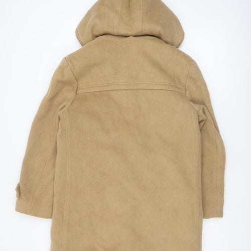McLaren Women Beige Hooded Mid-Length Coat M Faux Fur Lined
