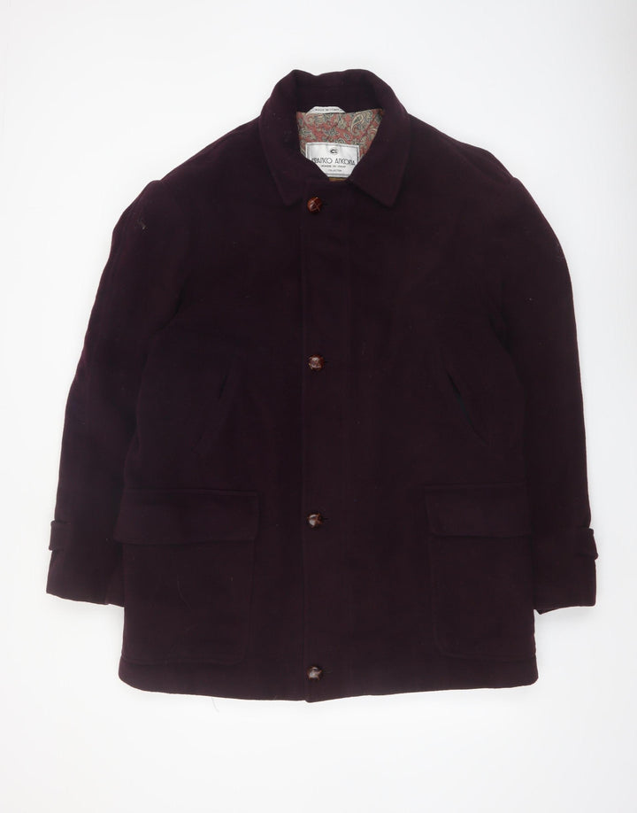 Franco Ancona Men's Brown Wool Overcoat Size 50 Classic Smart