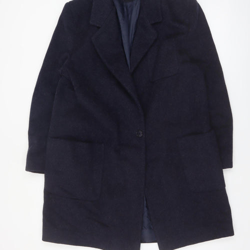 Kristen Blake Women's Blue Wool Mid-Length Overcoat Size 12