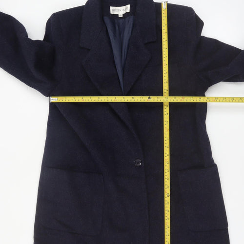 Kristen Blake Women's Blue Wool Mid-Length Overcoat Size 12