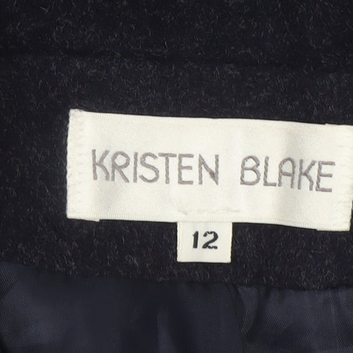 Kristen Blake Women's Blue Wool Mid-Length Overcoat Size 12