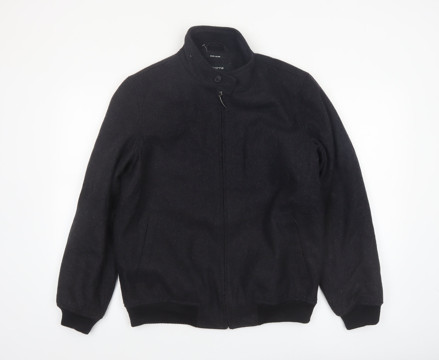 Claiborne Men's Black Wool Blend Bomber Jacket Size S