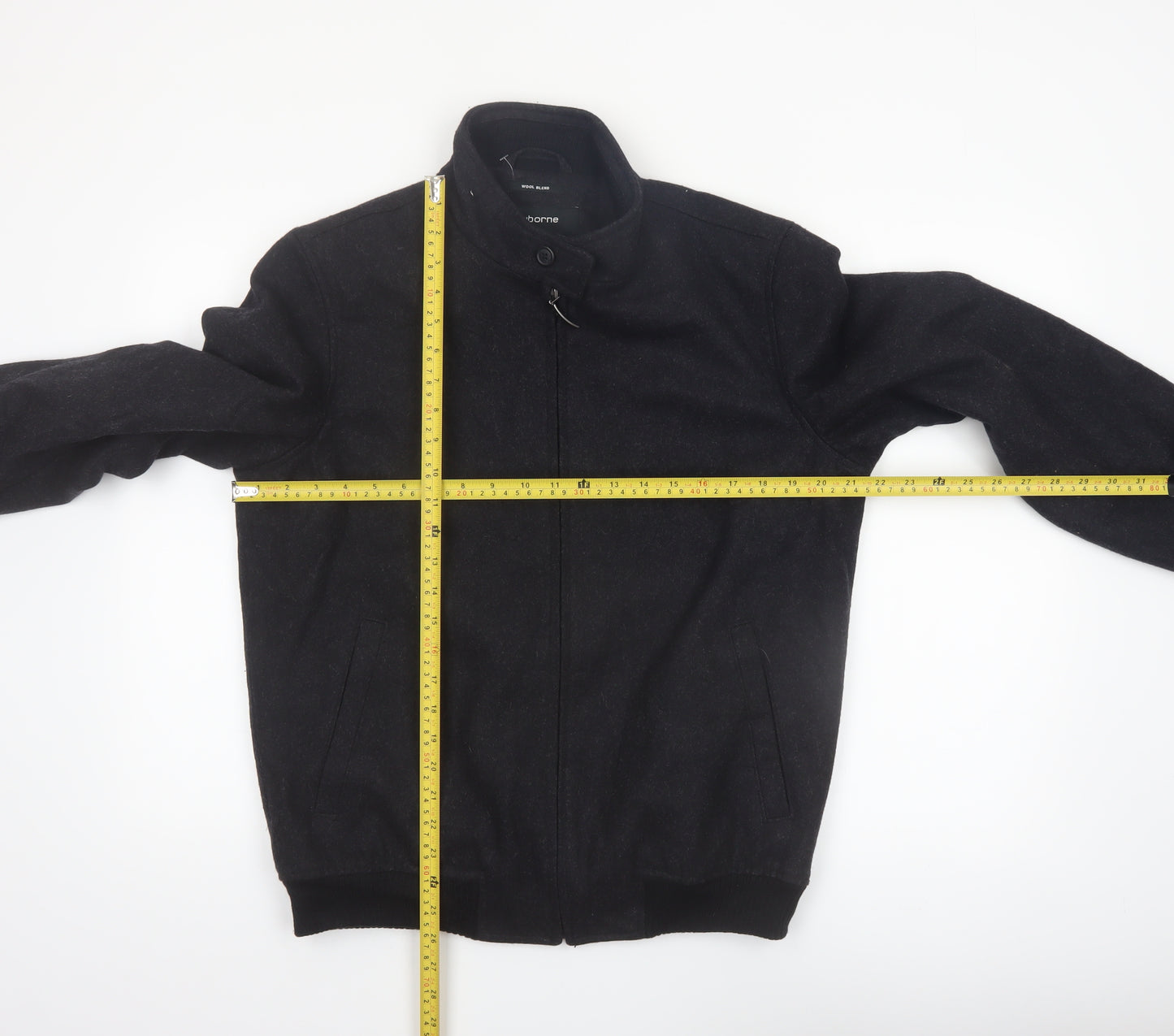 Claiborne Men's Black Wool Blend Bomber Jacket Size S