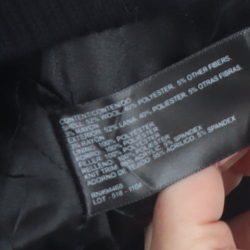 Claiborne Men's Black Wool Blend Bomber Jacket Size S