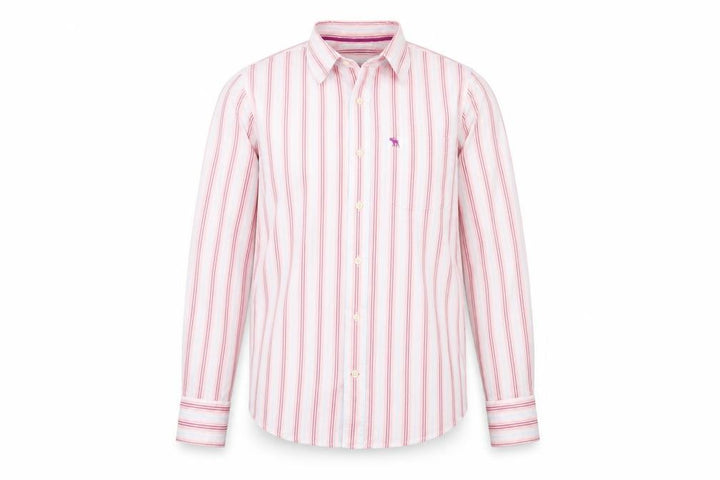 Abercrombie & Fitch Men’s Pink Striped Long Sleeve Cotton Shirt L
