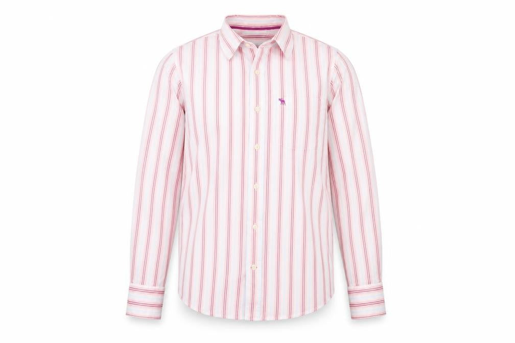Abercrombie & Fitch Men’s Pink Striped Long Sleeve Cotton Shirt L