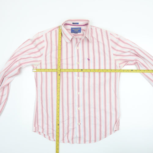 Abercrombie & Fitch Men’s Pink Striped Long Sleeve Cotton Shirt L