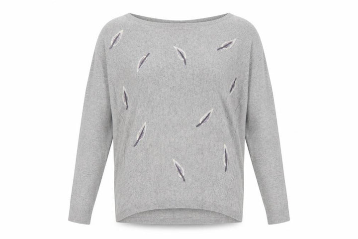 Laura Ashley Women Grey Feather Knit Pullover Jumper Size 10