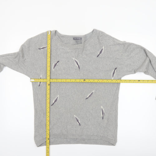 Laura Ashley Women Grey Feather Knit Pullover Jumper Size 10