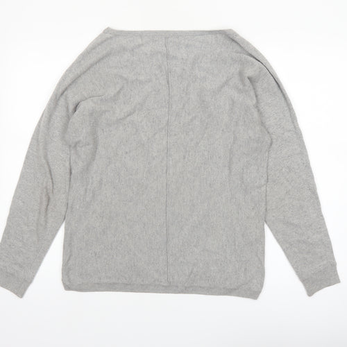 Laura Ashley Women Grey Feather Knit Pullover Jumper Size 10