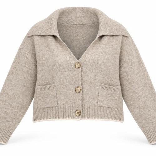 River Island Women Beige Collared Cardigan XS Acrylic Blend