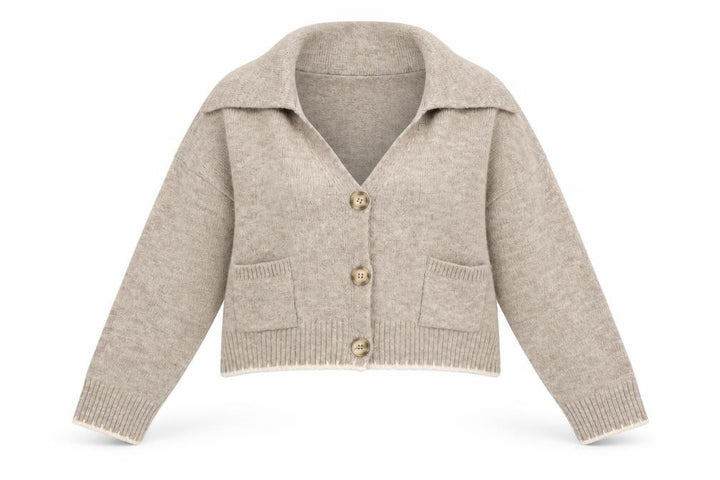 River Island Women Beige Collared Cardigan XS Acrylic Blend