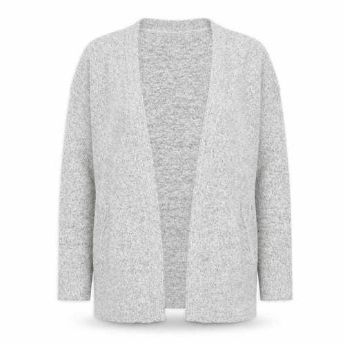 M&Co Women Grey Size 12 Long Sleeve Knit Open Cardigan