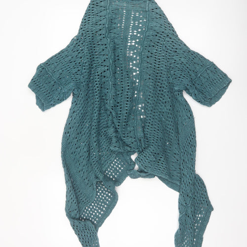 Amaryllis Women Green Open-Knit Cotton Wrap Cardigan Size 18