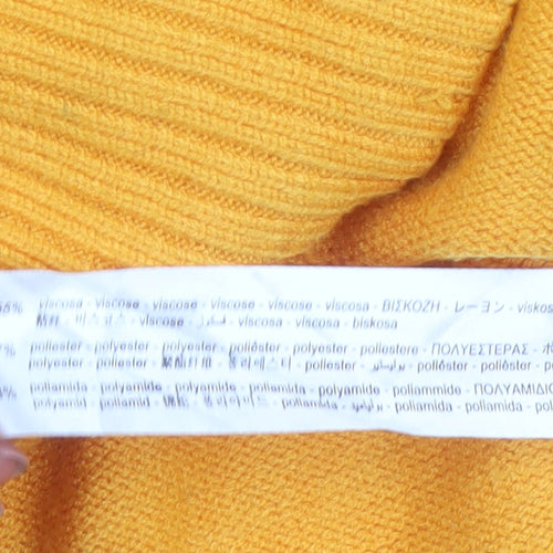 Zara Women's Yellow Crew Neck Knit Jumper Size S