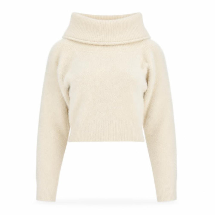 Bershka Women Ivory Cowl Neck Knit Long Sleeve Pullover Jumper M