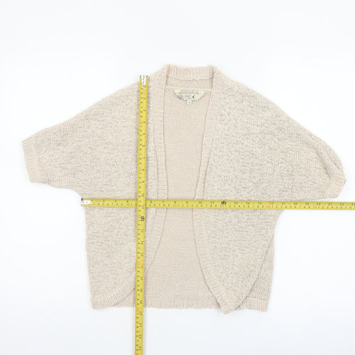 Spirit at M&Co Women Beige Knit Short Sleeve Open Cardigan Size 12