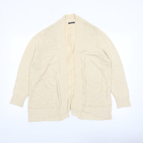 Roman Women Beige Long Sleeve Open Knit Cardigan Size 14