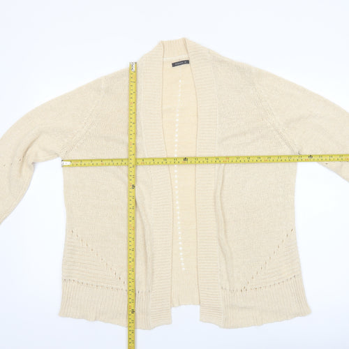 Roman Women Beige Long Sleeve Open Knit Cardigan Size 14