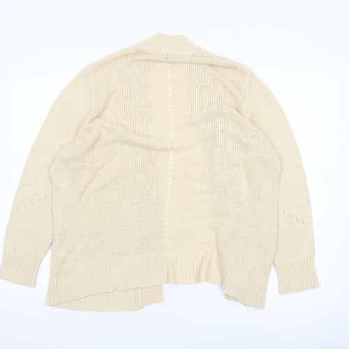 Roman Women Beige Long Sleeve Open Knit Cardigan Size 14