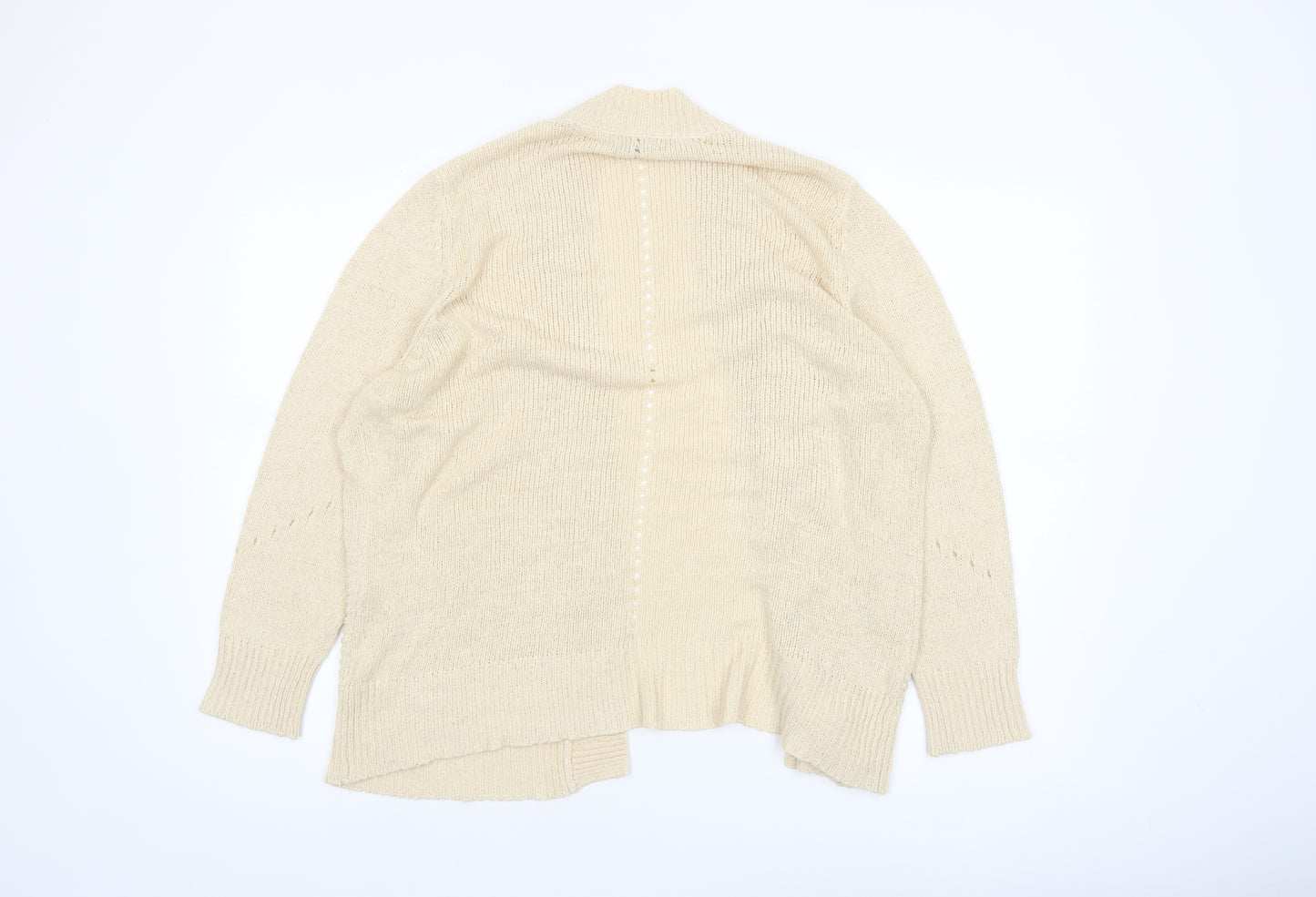 Roman Women Beige Long Sleeve Open Knit Cardigan Size 14