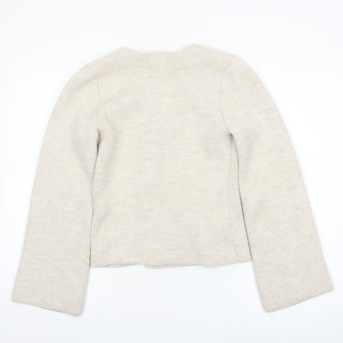 River Island Women Beige V-Neck Cardigan XS Relaxed Fit