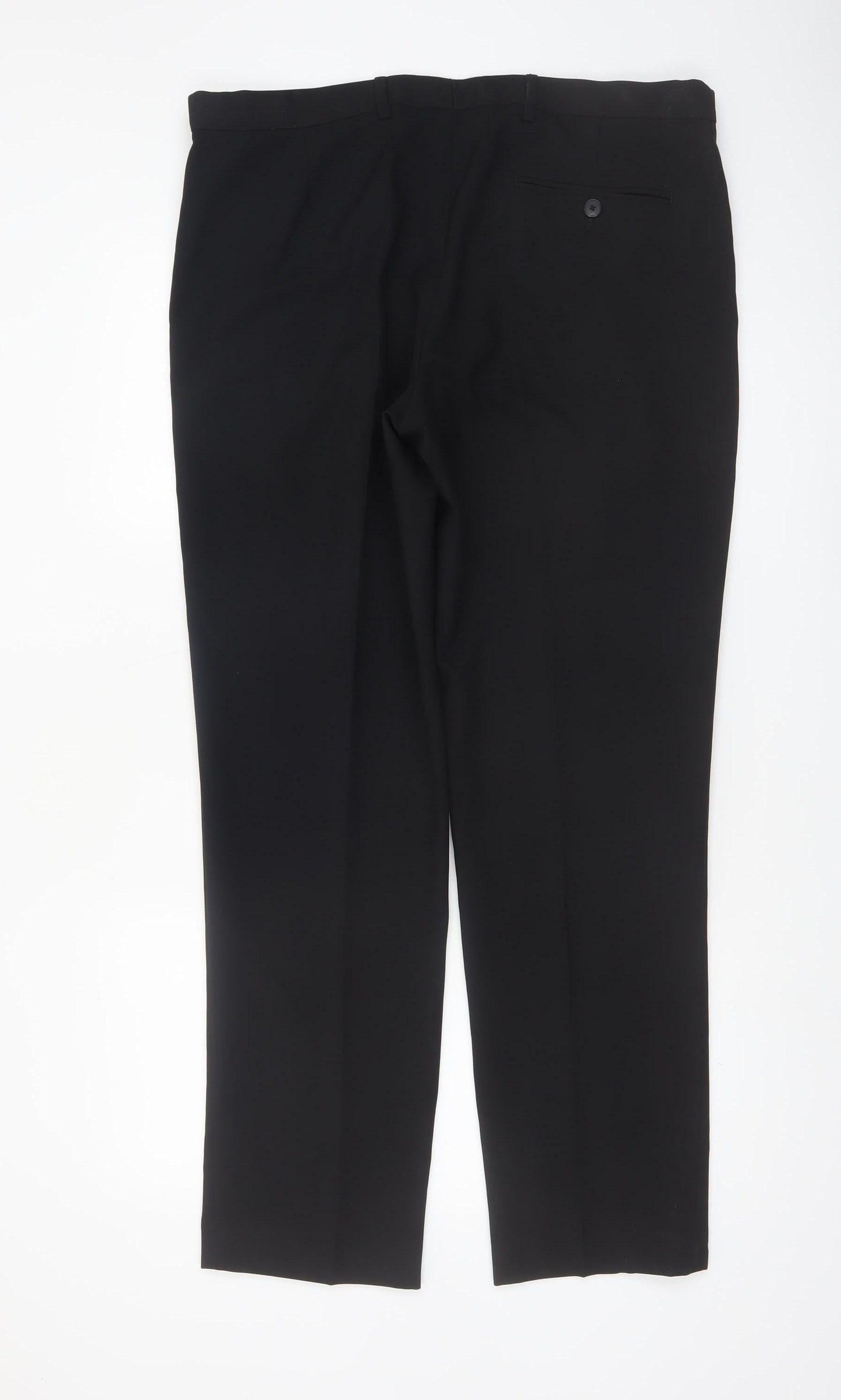 Marks and Spencer Men’s Black Regular Fit Dress Trousers 36W 31L Polyester