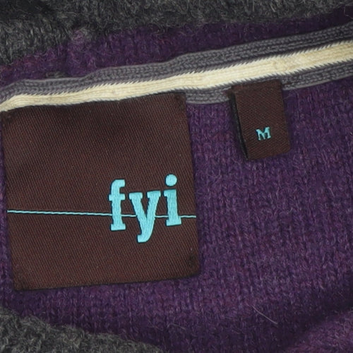 fyi Womens Purple Grey Wool Blend Hooded Striped Jumper M