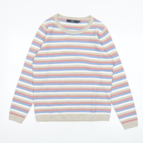 Isle Essentials Women's Multicoloured Striped Acrylic Jumper S 10–12