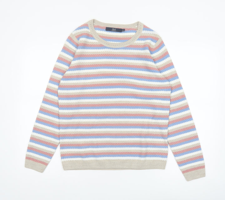 Isle Essentials Women's Multicoloured Striped Acrylic Jumper S 10–12