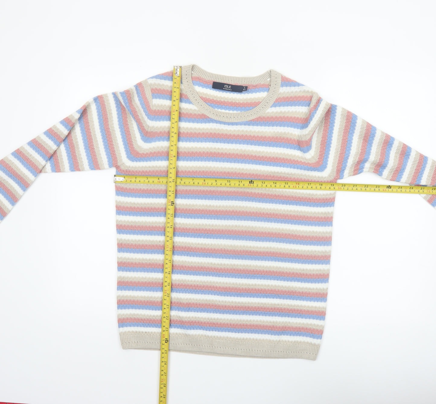 Isle Essentials Women's Multicoloured Striped Acrylic Jumper S 10–12
