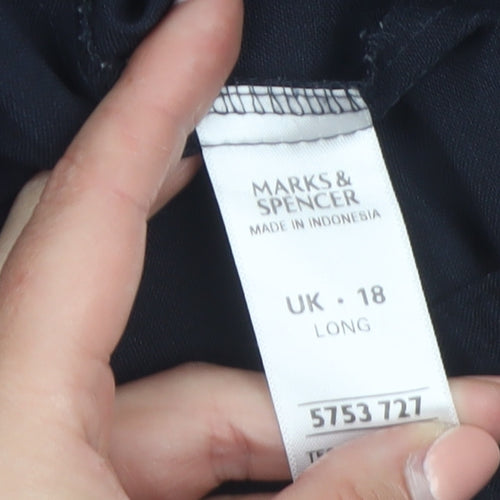 Marks and Spencer Womens Black Size 18 Long Straight Leg Trousers