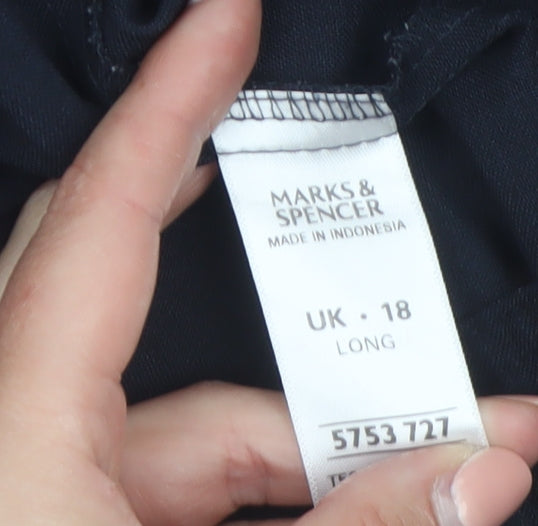Marks and Spencer Womens Black Size 18 Long Straight Leg Trousers