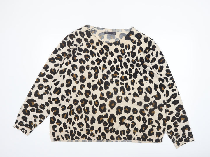 Marks and Spencer Women’s Beige Leopard Print Pullover Jumper Size 22