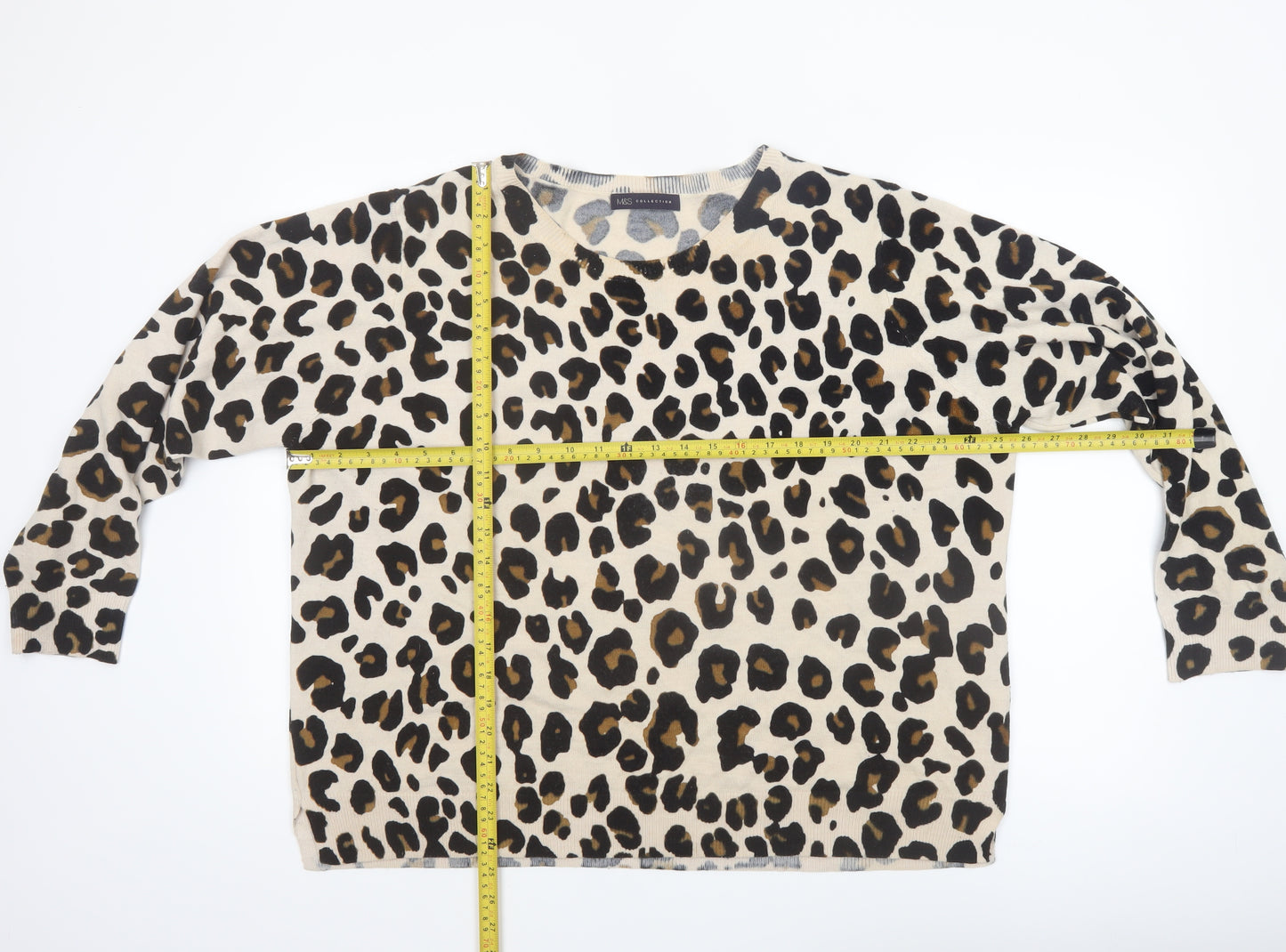 Marks and Spencer Women’s Beige Leopard Print Pullover Jumper Size 22